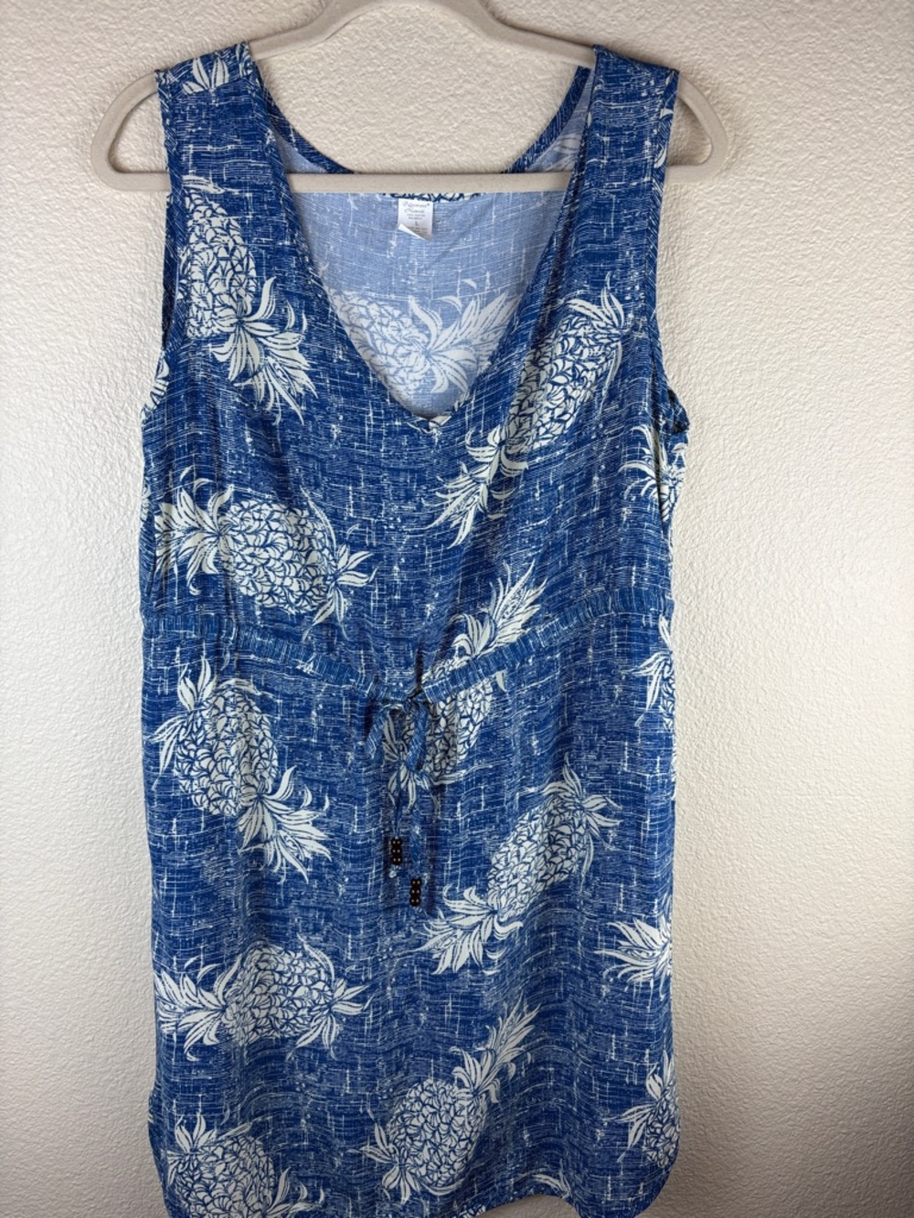 Palmwave Hawaii Women's Blue Pineapple Tunic Dress Coverup Size L